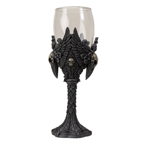 8" Glass Chalice / Goblet - Raven - Magick Magick.com