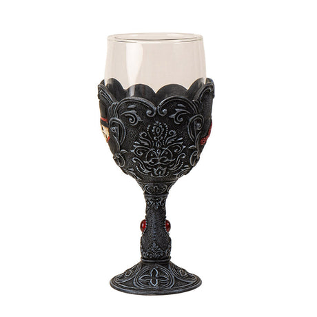 8" Glass & Resin Chalice / Goblet - Love Never Dies Skeleton Couple - Magick Magick.com