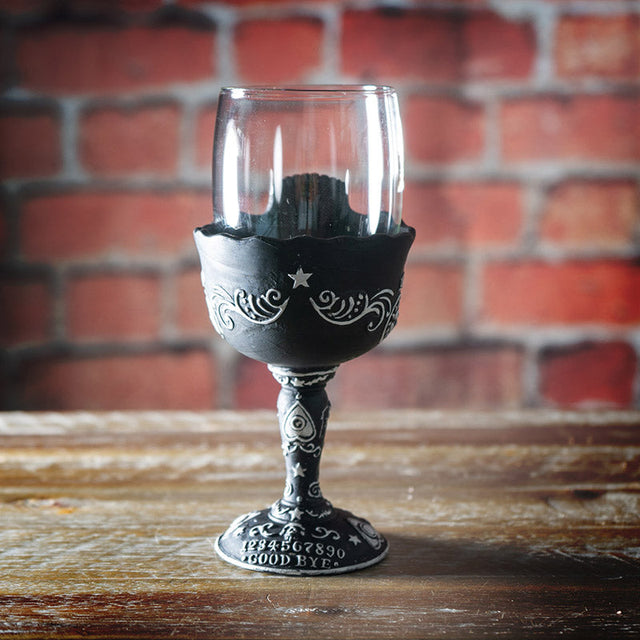 8" Glass & Resin Chalice / Goblet - Skull Spirit Board - Magick Magick.com