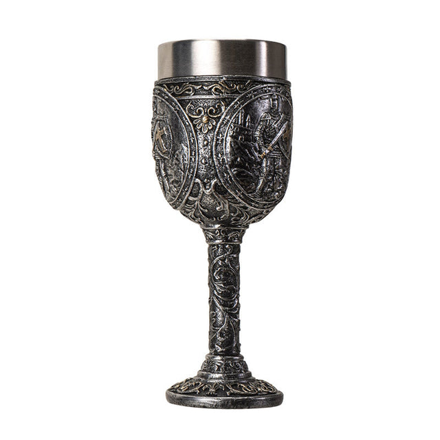 8" Resin & Stainless Steel Chalice / Goblet - Medieval - Magick Magick.com