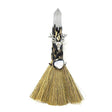 8" Wicca Gemstone Broom - Quartz with Silver Deer - Magick Magick.com