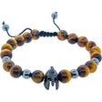 8 mm Adjustable Bracelet Round Beads - Tiger Eye & Hematite with Warrior Helmet - Magick Magick.com