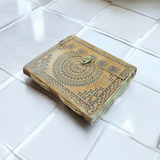 8" x 6" Mandala Embossed Leather Journal with Latch - Magick Magick.com