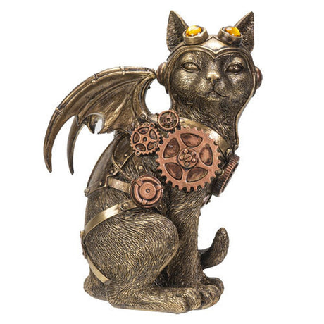 8.9" Steampunk Cat Statue - Magick Magick.com