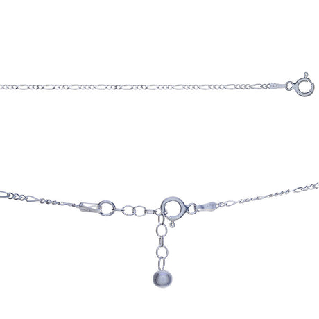 9" Adjustable Figaro Sterling Silver Anklet / Bracelet with Beads - Magick Magick.com