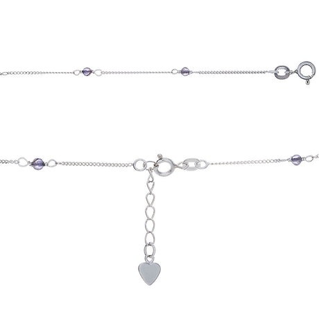 9" Adjustable Sterling Silver Anklet / Bracelet with Iolite Beads & Heart Charm - Magick Magick.com