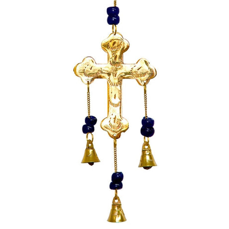 9" Cross Brass Wind Chime - Magick Magick.com