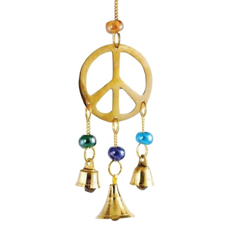 9" Peace Brass Wind Chime with Beads - Magick Magick.com