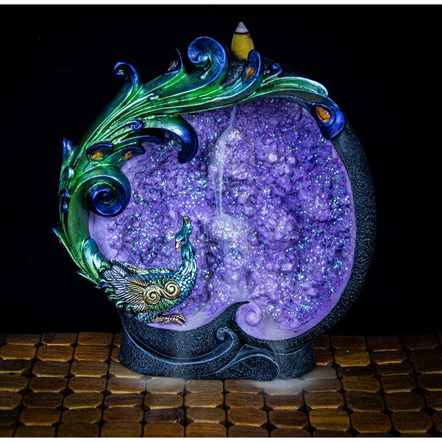 9" Polyresin Backflow Incense Burner on Geode - Magick Magick.com