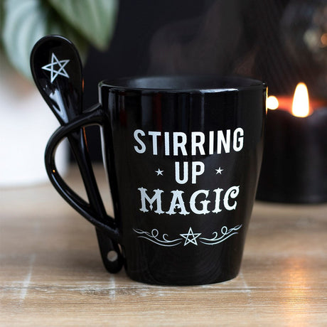 9 oz Ceramic Mug and Spoon Set - Stirring Up Magic - Magick Magick.com