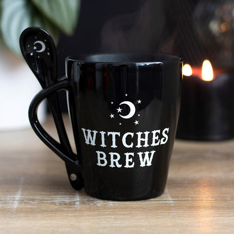 9 oz Ceramic Mug and Spoon Set - Witches Brew - Magick Magick.com