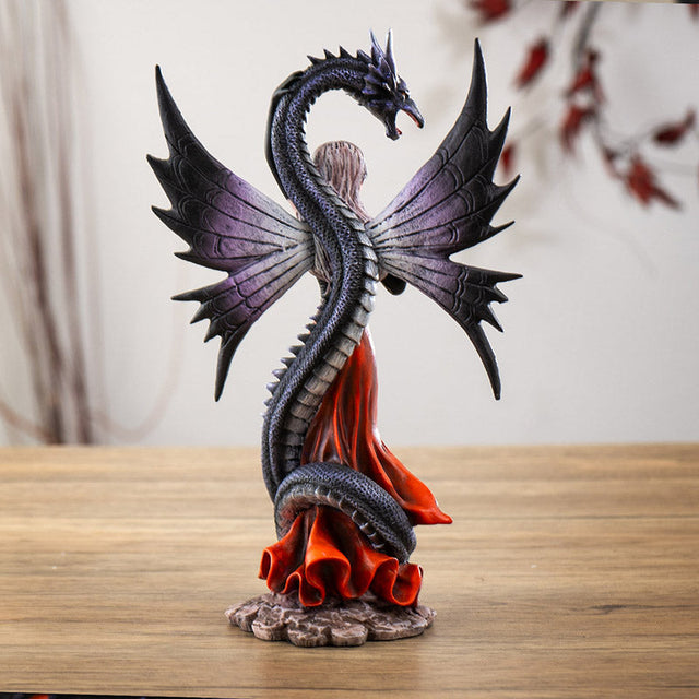 9.25" Dark Fairy with Dragon Statue - Magick Magick.com