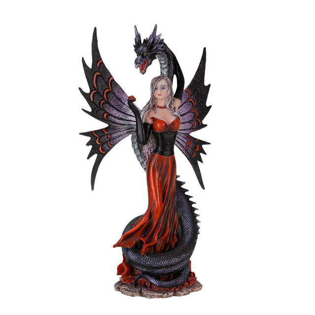 9.25" Dark Fairy with Dragon Statue - Magick Magick.com