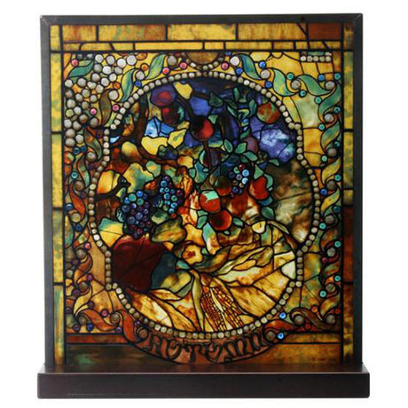 9.25" x 8.25" Tiffany Autumn Stained Glass Panel - Magick Magick.com