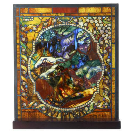 9.25" x 8.25" Tiffany Winter Stained Glass Panel - Magick Magick.com