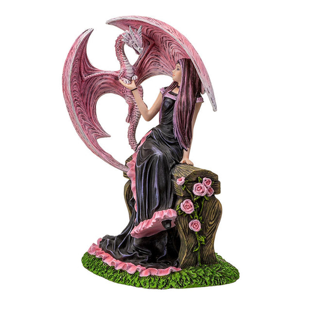 9.4" Anne Stokes Dragon Statue - Elegant Pink - Magick Magick.com