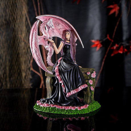9.4" Anne Stokes Dragon Statue - Elegant Pink - Magick Magick.com