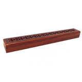 9.5" Rosewood Finish Wood Incense Box Burner - Magick Magick.com