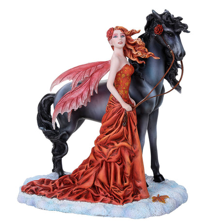 9.63" Fairy Statue - Echoes Fairy with Black Horse - Magick Magick.com