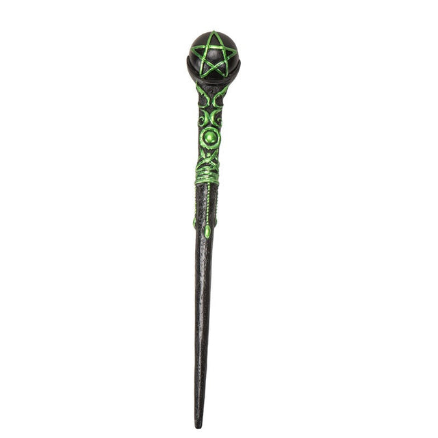 9.65" Green Pentacle Magic Wand - Magick Magick.com