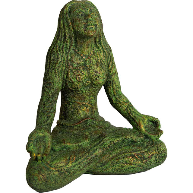 9.75" Volcanic Stone Statue - Mother Earth Lotus Pose - Magick Magick.com