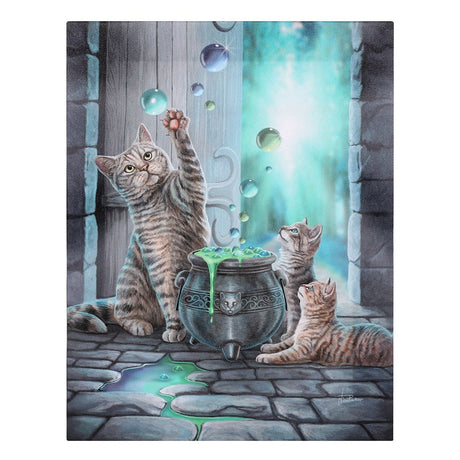 9.8" Lisa Parker Canvas Print - Hubble Bubble Cat's Cauldron - Magick Magick.com