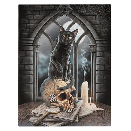 9.8" Lisa Parker Canvas Print - Salem Cat with Skull - Magick Magick.com