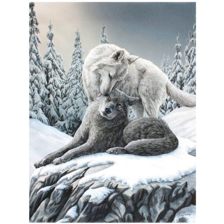 9.8" Lisa Parker Canvas Print - Snow Kisses Wolves - Magick Magick.com