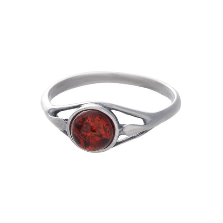 Amber Round Sterling Silver Ring - Magick Magick.com