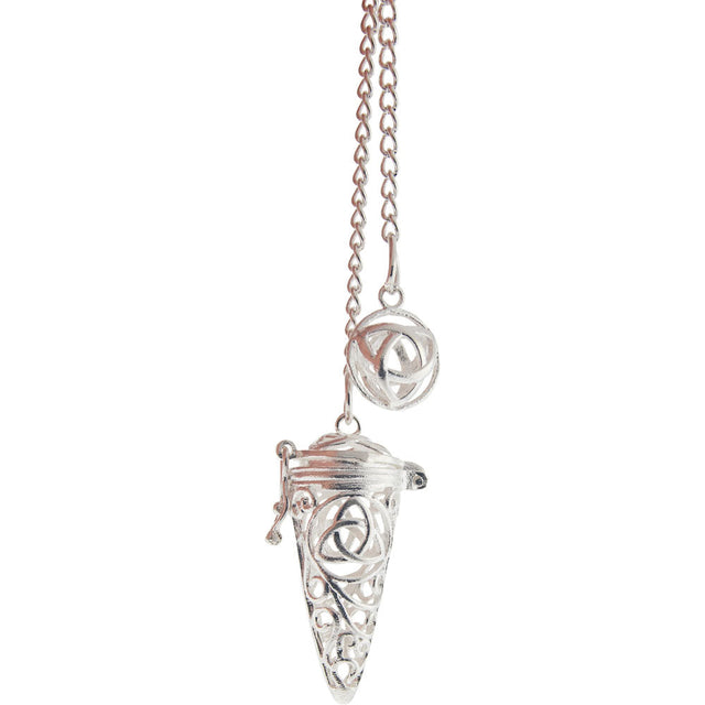 Antique Silver Chambered Pendulum - Triquetra - Magick Magick.com