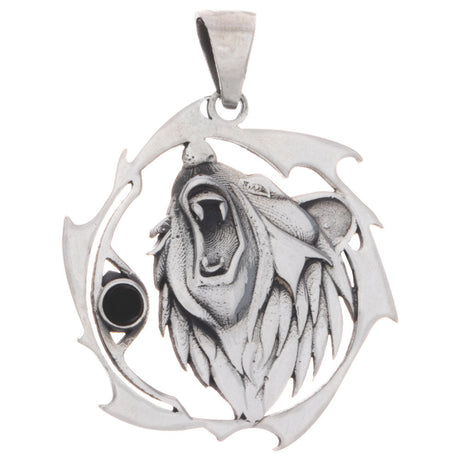 Bear Sacred Animal Sterling Silver Pendant (Assorted Stone) - Magick Magick.com