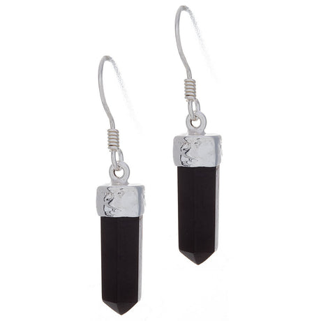 Black Onyx Pencil Sterling Silver Earrings - Magick Magick.com