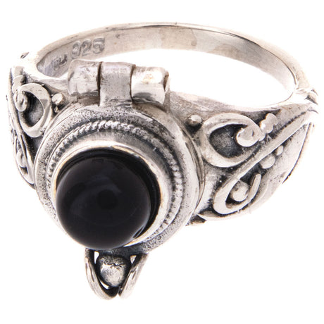 Black Onyx Round Box Sterling Silver Ring - Magick Magick.com