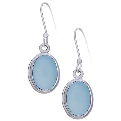 Blue Chalcedony Oval Sterling Silver Earrings - Magick Magick.com