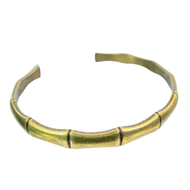 Brass & Copper Tibetan Cuff Engraved Bamboo Bracelet - Magick Magick.com