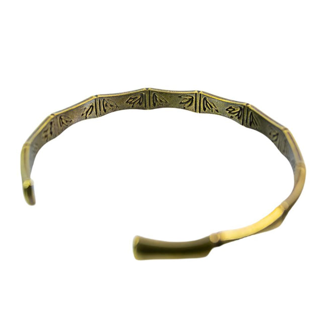 Brass & Copper Tibetan Cuff Engraved Bamboo Bracelet - Magick Magick.com