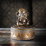 Bronze Ganesha Round Trinket Box - Magick Magick.com