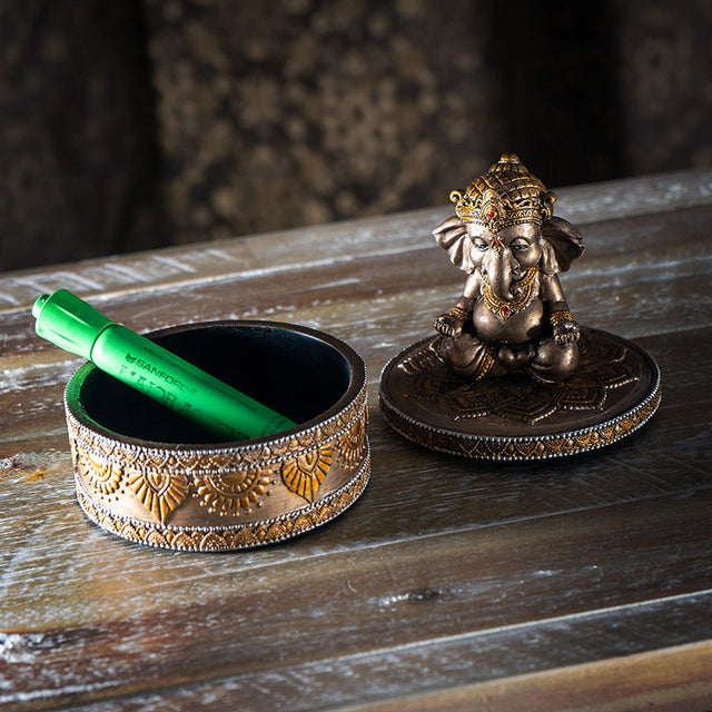 Bronze Ganesha Round Trinket Box - Magick Magick.com