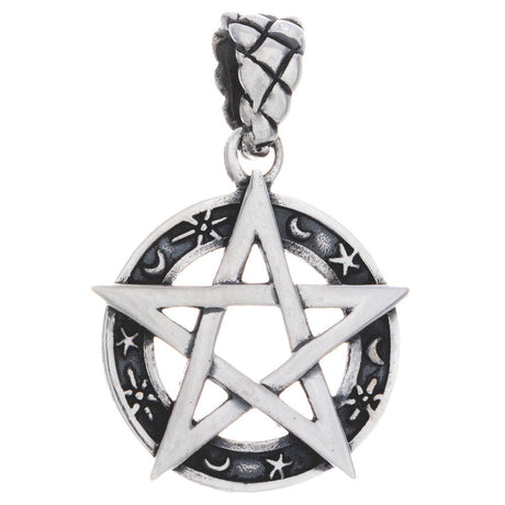 Celestial Pentacle Sterling Silver Pendant - Magick Magick.com