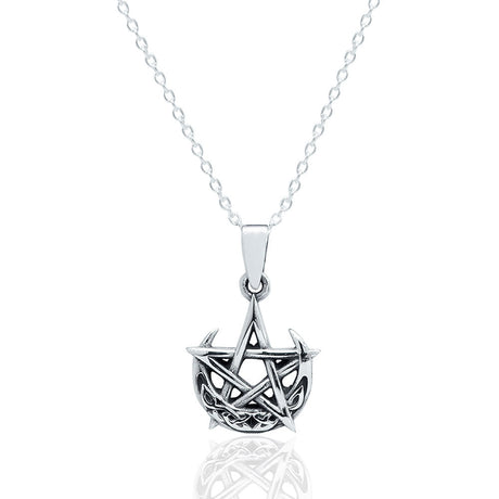 Celtic Night Pentacle Moon Pendant with Sterling Silver Chain - Magick Magick.com