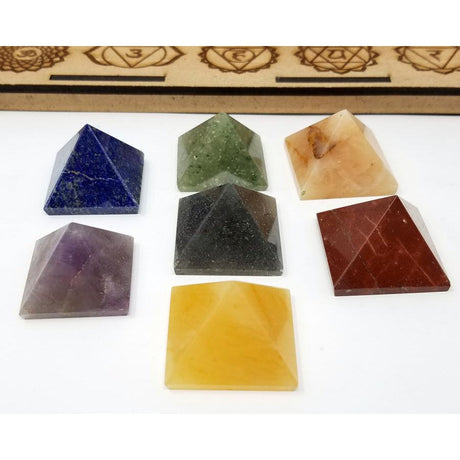 Chakra Gemstone Pyramid Set with Box (Set of 7) - Magick Magick.com