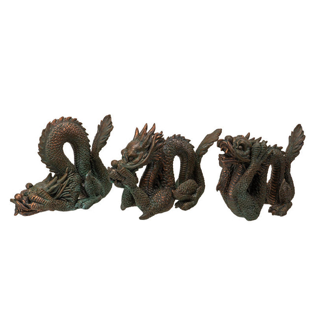Chinese Dragon Statue Set - See, Hear, Speak No Evil (Set of 3) - Magick Magick.com