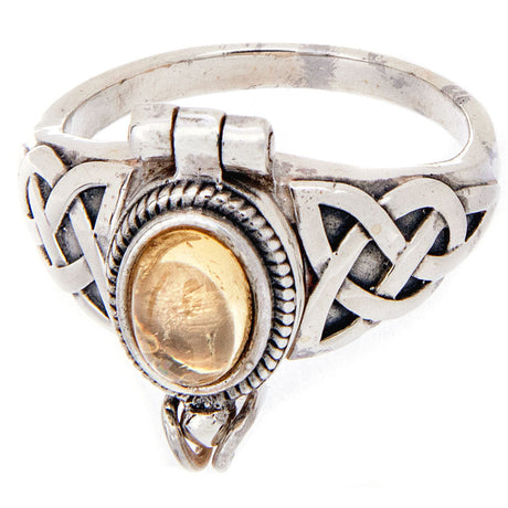 Citrine Round Box Sterling Silver Ring - Magick Magick.com