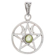 Double Moon Pentacle Sterling Silver Pendant (Assorted Stone) - Magick Magick.com