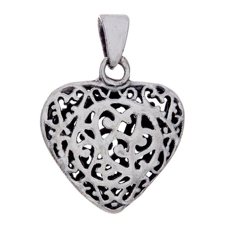 Double Sided Filigree Heart Sterling Silver Pendant - Magick Magick.com