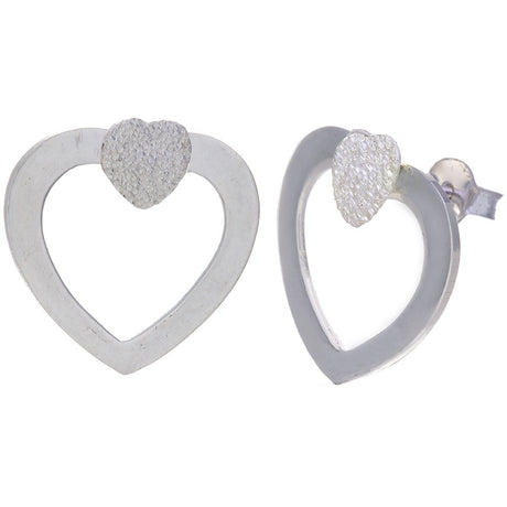 Double Sided Heart Stud Sterling Silver Earrings - Magick Magick.com
