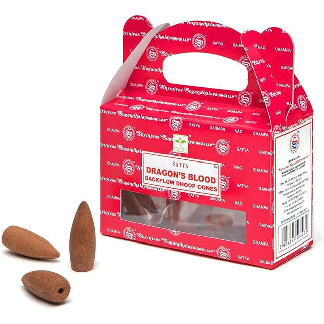 Dragon's Blood Satya Backflow Dhoop Incense Cones (24 Pack) - Magick Magick.com