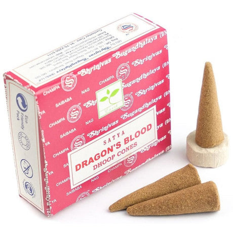 Dragon's Blood Satya Dhoop Incense Cones (12 Pack) - Magick Magick.com