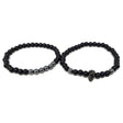 Elastic Bracelet Round Beads - Black & Silver Skull (2 Piece Set) - Magick Magick.com