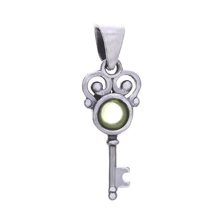 Elegant Key with Peridot Sterling Silver Pendant - Magick Magick.com